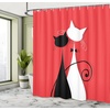 Ambesonne Cat Shower Curtain, Lover Kitty Silhouettes in Wedding Gowns Valentines Theme Bride and Groom, Cloth Fabric Bathroom Decor Set with Hooks, 69″ W x 84″ L, Coral White(69″W x 70″L (Pack of 1))