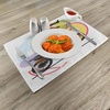 Ambesonne Motorcycle Place Mats Set of 4, Sketch of Biker Performing Image on Abstract Colorful Background Modern Print, Washable Fabric Placemats for Dining Table, Standard Size, Yellow Black