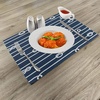 Ambesonne Navy Blue Place Mats Set of 4, Horizontal Marine Knots Undone Bowline Sailor Sailing Theme Summer Sun Print, Washable Fabric Placemats for Dining Table, Standard Size, White and Blue