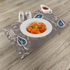 Ambesonne Paisley Place Mats Set of 4, Oriental Motifs with Swirled Branch and Flower Pattern Bohemian Art, Washable Fabric Placemats for Dining Table, Standard Size, Pale Brown Blue