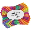 Ambesonne Colorful Place Mats Set of 4, Vintage All You Need is Love Inspirational Speech Bubble Hippie Retro Poster Print, Washable Fabric Placemats for Dining Table, Standard Size, White