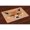 Ambesonne Fox Place Mats Set of 4, Fluffy Face of Forest Fox Young Baby Mammal Predator Canine Vixen, Washable Fabric Placemats for Dining Room Kitchen Table Decor, Pale Brown Orange White