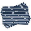 Ambesonne Navy Blue Place Mats Set of 4, Horizontal Marine Knots Undone Bowline Sailor Sailing Theme Summer Sun Print, Washable Fabric Placemats for Dining Table, Standard Size, White and Blue
