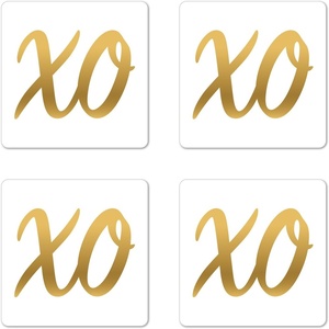 Ambesonne USA Coaster Set of 4, Welcome to Fabulous Las Vegas Nevada Sign Detailed Picture Traveler Urban Road Design, Square Hardboard Gloss Coasters, Standard Size, Navy Red(Gold White)