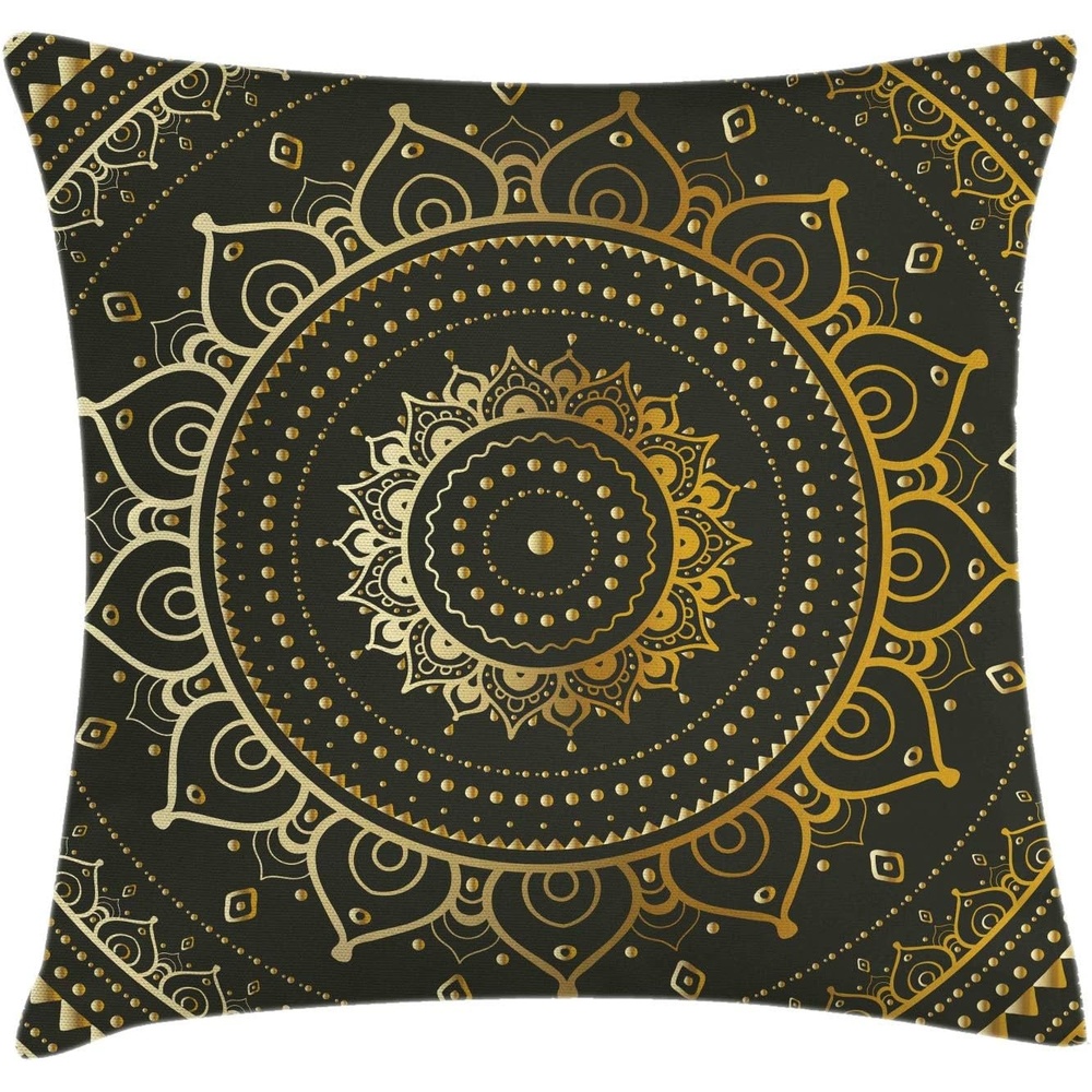 image:imageAmbesonne Modern Throw Pillow Cushion Cover Patchwork Style Bunch of Mixed with Squares Stripes Bands Artwork Decorative Square Accent Pillow Case 16 X 16 Charcoal GreyYellow Beige
