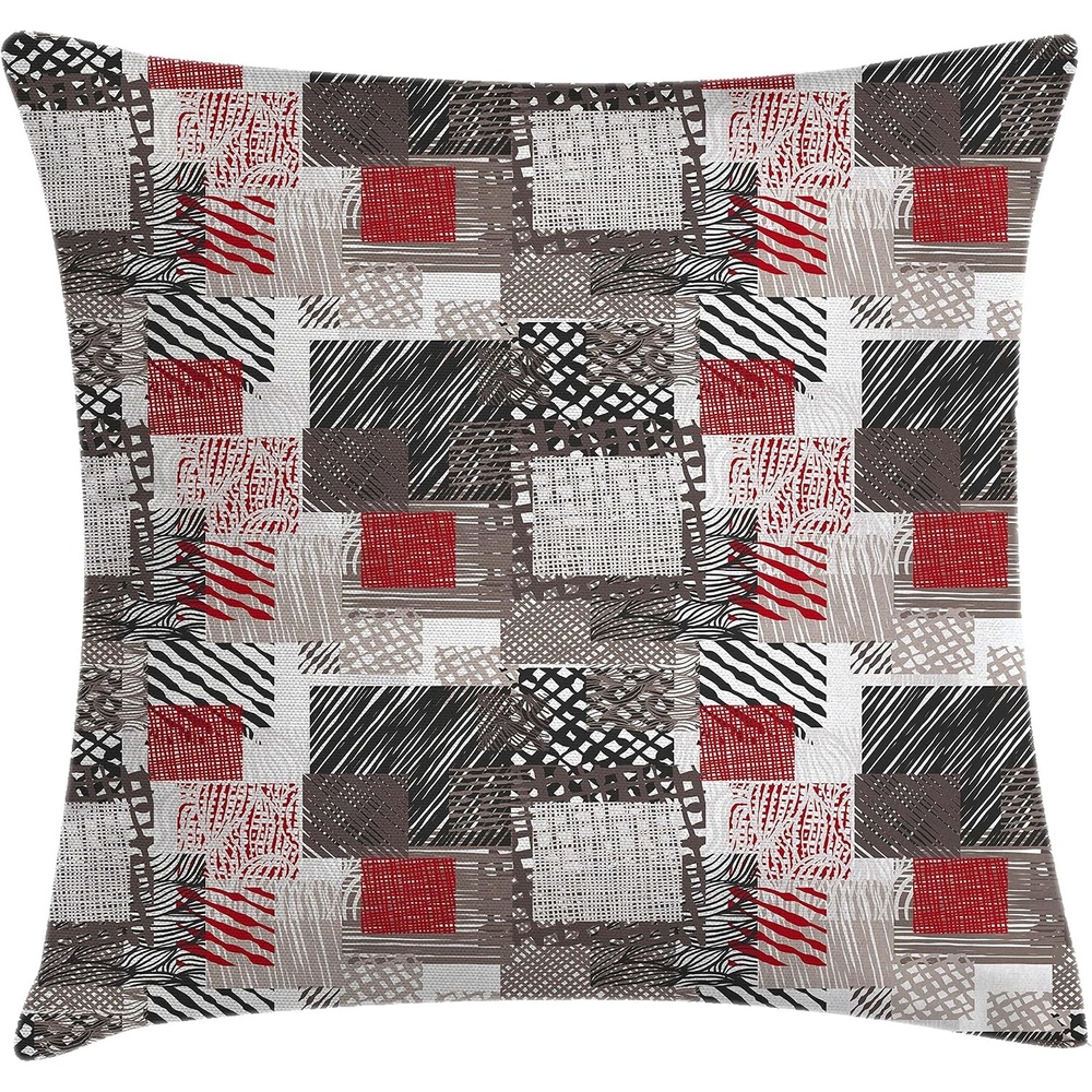 image:imageAmbesonne Modern Throw Pillow Cushion Cover Patchwork Style Bunch of Mixed with Squares Stripes Bands Artwork Decorative Square Accent Pillow Case 16 X 16 Charcoal GreyCharcoal Grey