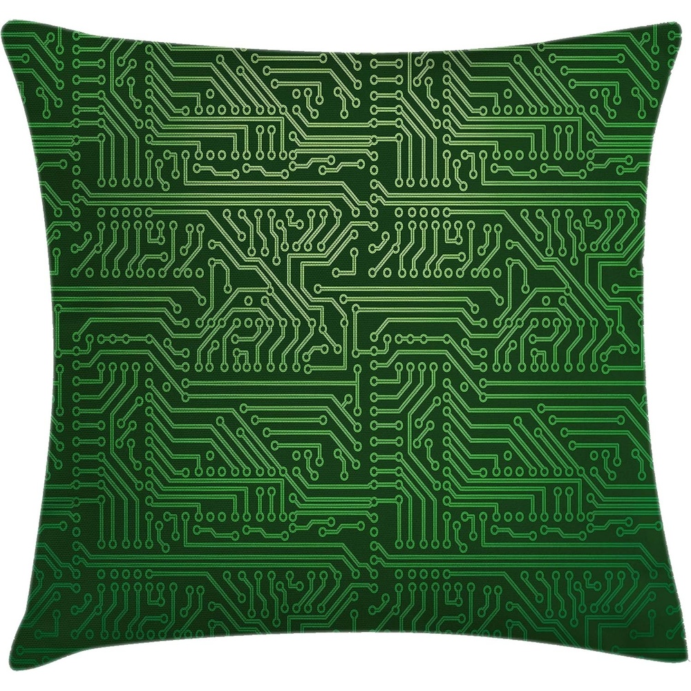 image:imageAmbesonne Modern Throw Pillow Cushion Cover Patchwork Style Bunch of Mixed with Squares Stripes Bands Artwork Decorative Square Accent Pillow Case 16 X 16 Charcoal GreyFern Green