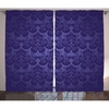 Ambesonne Damask Curtains, Dark Toned Royal Floral Motifs Antique Design Vintage Victorian Medieval Print, Living Room Bedroom Window Drapes 2 Panel Set, 108″ X 96″, Dark Purple(108″W x 96″L (Pack of 2))