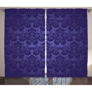 Ambesonne Damask Curtains, Dark Toned Royal Floral Motifs Antique Design Vintage Victorian Medieval Print, Living Room Bedroom Window Drapes 2 Panel Set, 108″ X 96″, Dark Purple(108″W x 96″L (Pack of 2))