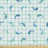 Ambesonne Cartoon Fabric by The Yard, Images of Pink Pigs Wearing Clothes and Balloons Hearts Along Yellow Stars, Decorative Fabric for Upholstery and Home Accents, 1 Yard, Pink Blue(Turquoise Navy)