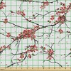 Ambesonne Cartoon Fabric by The Yard, Images of Pink Pigs Wearing Clothes and Balloons Hearts Along Yellow Stars, Decorative Fabric for Upholstery and Home Accents, 1 Yard, Pink Blue(Black Coral)