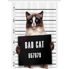 Ambesonne Cat Stall Shower Curtain, Bad Gang Cat in Jail Kitty Under Arrest Criminal Prisoner Hangover Work, Fabric Bathroom Decor Set with Hooks, 54″ W x 78″ L, Brown Black White