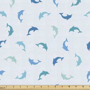 Ambesonne Cartoon Fabric by The Yard, Images of Pink Pigs Wearing Clothes and Balloons Hearts Along Yellow Stars, Decorative Fabric for Upholstery and Home Accents, 1 Yard, Pink Blue(Turquoise Navy)