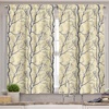 Ambesonne Botanical Valance & Tier Curtain 3 pcs Set, Lone Autumn Tree Theme Leafless Branches on Shadowy Beige Background, Window Treatments for Kitchen Room Decor, 55″ x 24″, Beige and Charcoal Grey