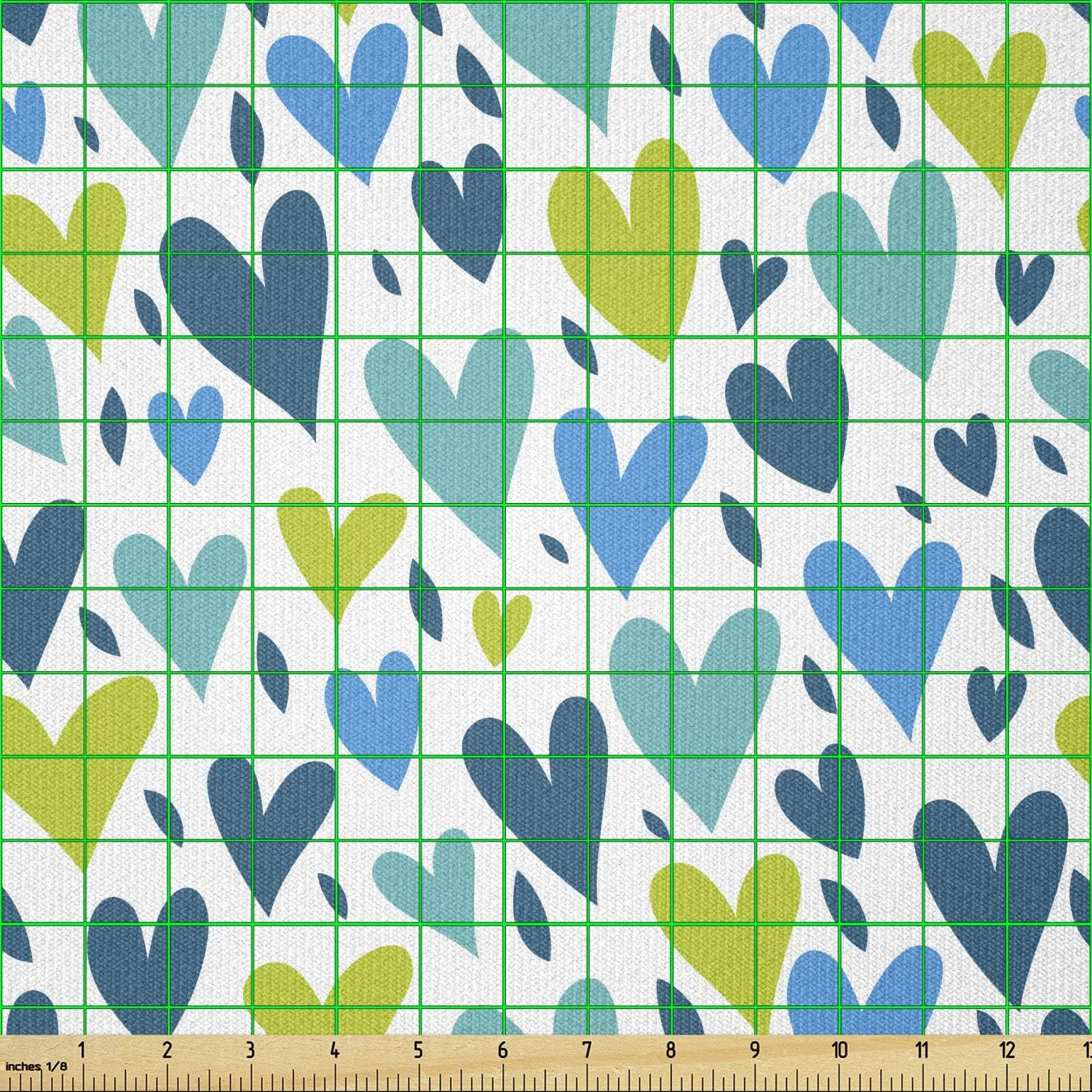 image:imageAmbesonne Valentines Day Fabric by The Yard Irregular Hearts in Blue and Green Tones Stretch Knit Fabric for Clothing Sewing and Arts Crafts 2 Yards Blue SeafoamBlue Seafoam