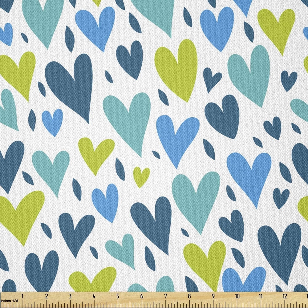 image:imageAmbesonne Valentines Day Fabric by The Yard Irregular Hearts in Blue and Green Tones Stretch Knit Fabric for Clothing Sewing and Arts Crafts 2 Yards Blue SeafoamBlue Seafoam