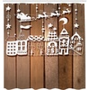 Ambesonne Christmas Shower Curtain, Wood Rustic Design Holiday Season Santa Claus in Sleigh House Paper Art Print, Cloth Fabric Bathroom Decor Set with Hooks, 69″ W x 70″ L, White Brown(69″ W x 70″ L)