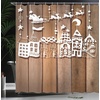 Ambesonne Christmas Shower Curtain, Wood Rustic Design Holiday Season Santa Claus in Sleigh House Paper Art Print, Cloth Fabric Bathroom Decor Set with Hooks, 69″ W x 70″ L, White Brown(69″ W x 70″ L)