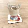 Ambesonne Eiffel Tower Coaster Set of 4, Eiffel Tower Paris is Always an Idea Tourism Locations Love, Square Hardboard Gloss Coasters, Standard Size, White Black(Brown Cream)
