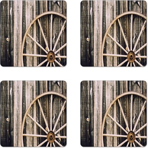 Ambesonne Eiffel Tower Coaster Set of 4, Eiffel Tower Paris is Always an Idea Tourism Locations Love, Square Hardboard Gloss Coasters, Standard Size, White Black(Black Brown)
