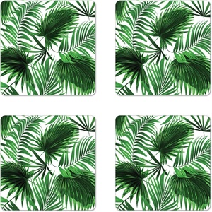 Ambesonne Eiffel Tower Coaster Set of 4, Eiffel Tower Paris is Always an Idea Tourism Locations Love, Square Hardboard Gloss Coasters, Standard Size, White Black(Fern Green)