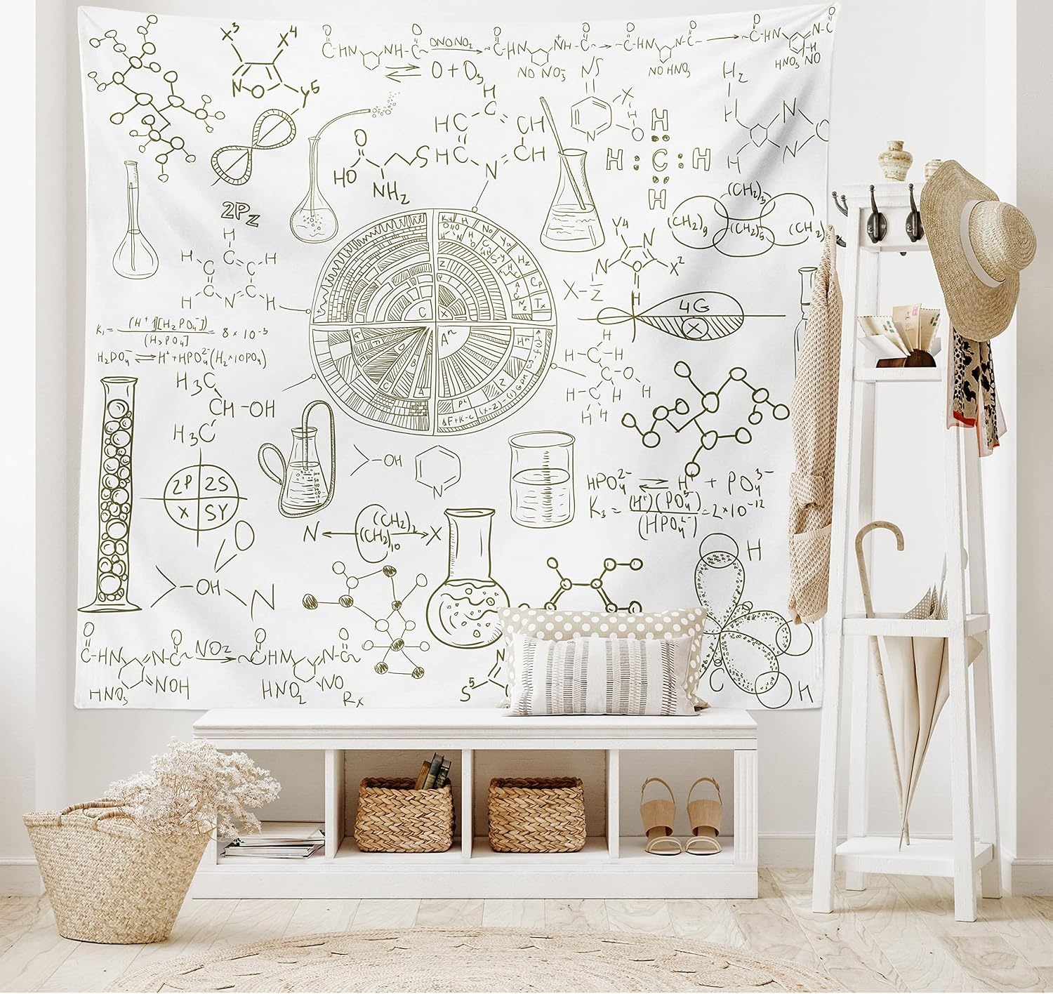 image:imageAmbesonne Science Tapestry Science Theme Hand Drawn Style Chemistry Laboratory Illustration Wide Wall Hanging for Bedroom Living Room Dorm 60 X 40 White Umber