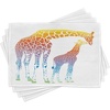 Ambesonne Giraffe Place Mats Set of 4, Mom Giraffe in Rainbow Colors Abstract Art Surrealist Image of Animal, Washable Fabric Placemats for Dining Table, Standard Size, White and Yellow