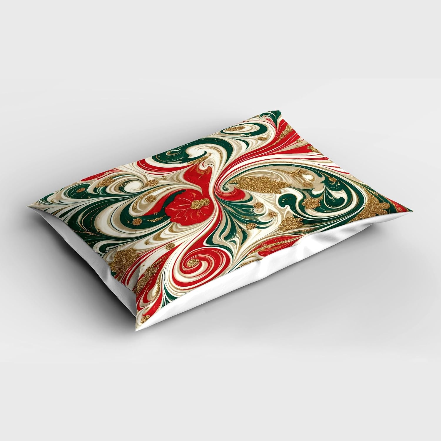 image:imageAmbesonne Christmas Pillow Sham Set of 2 Abstract Winter Feel Marble Print Art with Curling Lines Xmas Modern Quality Microfiber Bedding Item for All Seasons 30 x 20 Dark Pink Green Ivory