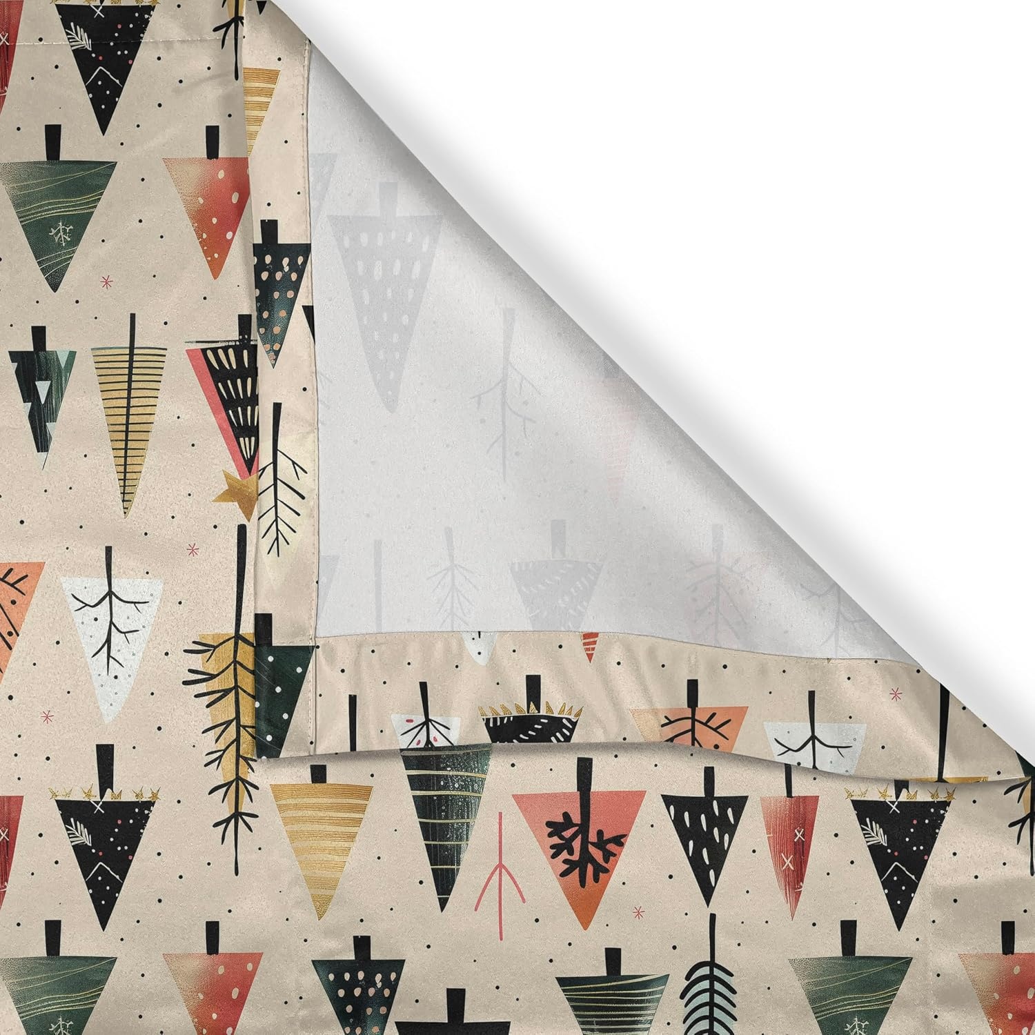 image:imageAmbesonne Christmas Valance and Curtain 3 pcs Set Modern Abstract Pine Trees Xmas Theme Dotted Background Print Window Treatments for Kitchen Room Decor 55 x 24 Beige Forest Green and Coral