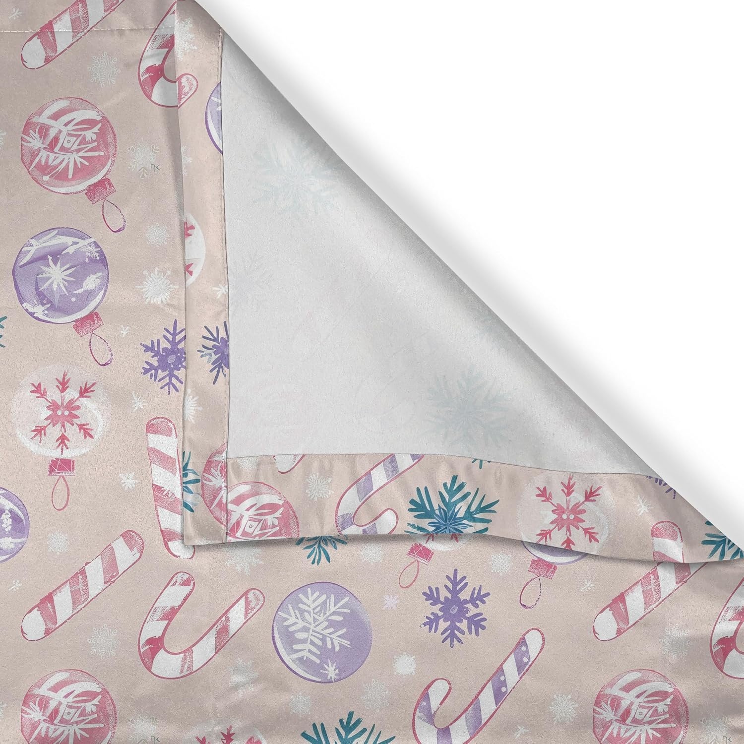 image:imageAmbesonne Christmas Valance and Curtain 3 pcs Set Xmas in Pastel Tones Delicate Theme with Candies and Globes Illustration Window Treatments for Kitchen Room Decor 55 x 36 Lavender Teal Beige