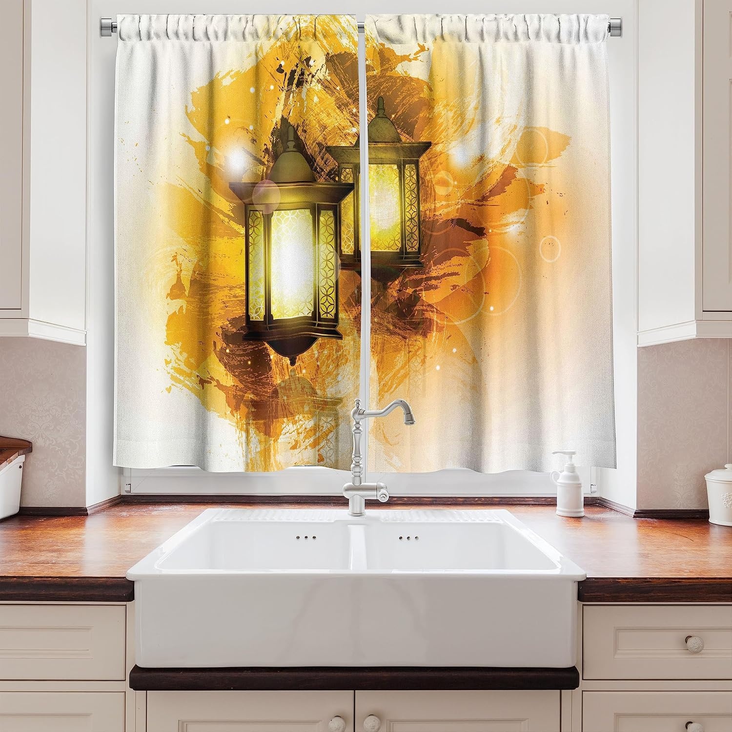 image:imageAmbesonne Dog Lover Valance amp Tier Curtain 3 pcs Set Hand Drawn Paw Print Doodles Circular Pattern Drawing Style Animal Window Treatments for Kitchen Room Decor 55 x 24 Charcoal BeigeCoffee
