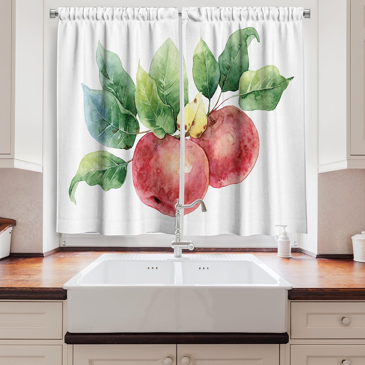 image:imageAmbesonne Dog Lover Valance amp Tier Curtain 3 pcs Set Hand Drawn Paw Print Doodles Circular Pattern Drawing Style Animal Window Treatments for Kitchen Room Decor 55 x 24 Charcoal BeigeDark Coral White Green