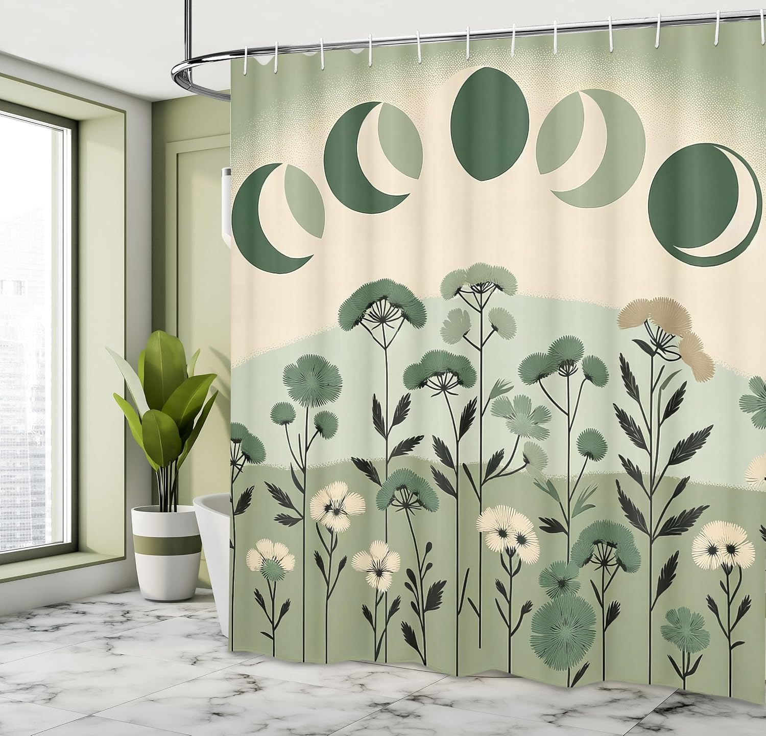 image:imageAmbesonne Sage Green Shower Curtain Mid Century Modern Style Chill Mountain Range Landscape Featuring Woods Cloth Fabric Bathroom Decor Set with Hooks 69 W x 75 L Dusk Eggshell TealTeal Eggshell Dark Grey