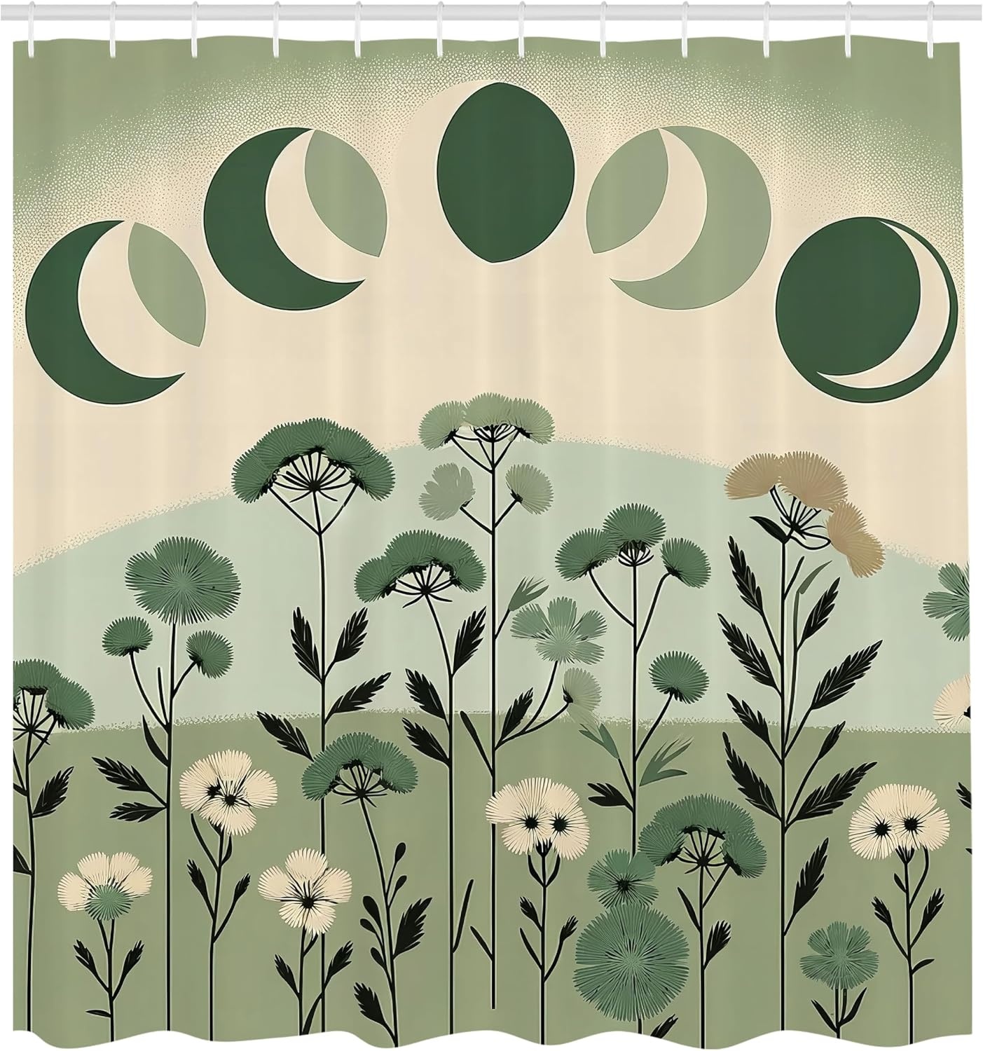 image:imageAmbesonne Sage Green Shower Curtain Mid Century Modern Style Chill Mountain Range Landscape Featuring Woods Cloth Fabric Bathroom Decor Set with Hooks 69 W x 75 L Dusk Eggshell TealTeal Eggshell Dark Grey