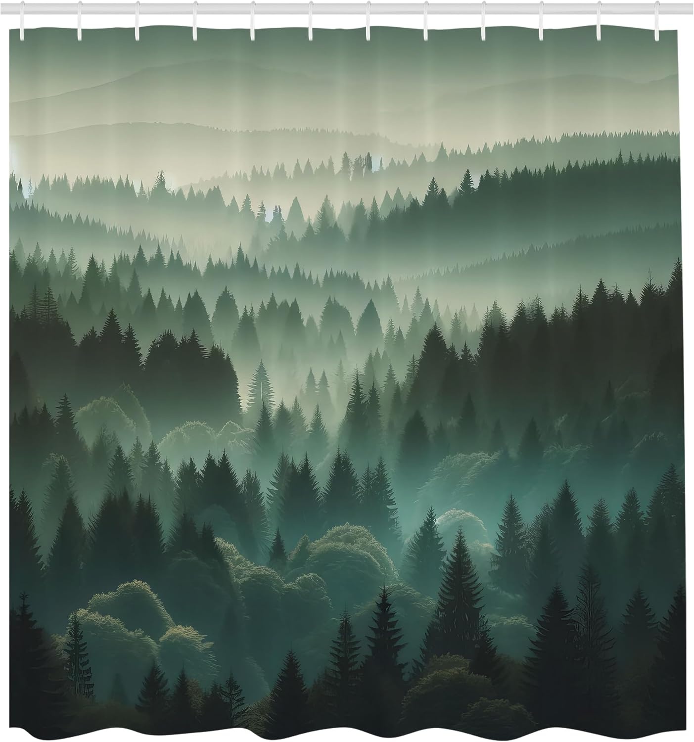 image:imageAmbesonne Sage Green Shower Curtain Mid Century Modern Style Chill Mountain Range Landscape Featuring Woods Cloth Fabric Bathroom Decor Set with Hooks 69 W x 75 L Dusk Eggshell TealTeal and Evergreen