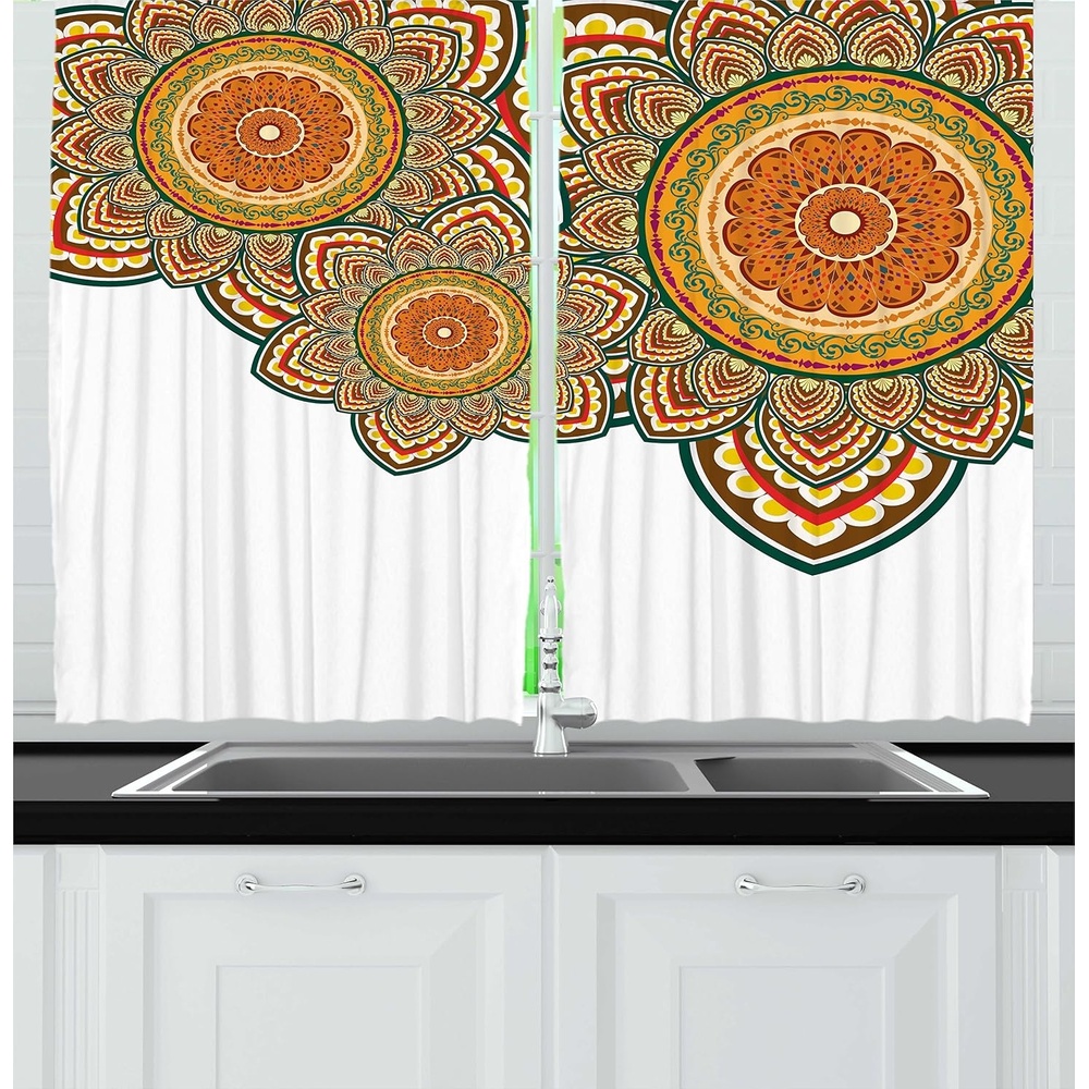 image:imageAmbesonne Dog Lover Valance amp Tier Curtain 3 pcs Set Hand Drawn Paw Print Doodles Circular Pattern Drawing Style Animal Window Treatments for Kitchen Room Decor 55 x 24 Charcoal BeigeWhite Orange Multicolor