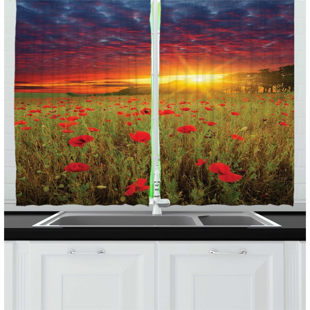image:imageAmbesonne Dog Lover Valance amp Tier Curtain 3 pcs Set Hand Drawn Paw Print Doodles Circular Pattern Drawing Style Animal Window Treatments for Kitchen Room Decor 55 x 24 Charcoal BeigeGreen Scarlet Cadet Blue