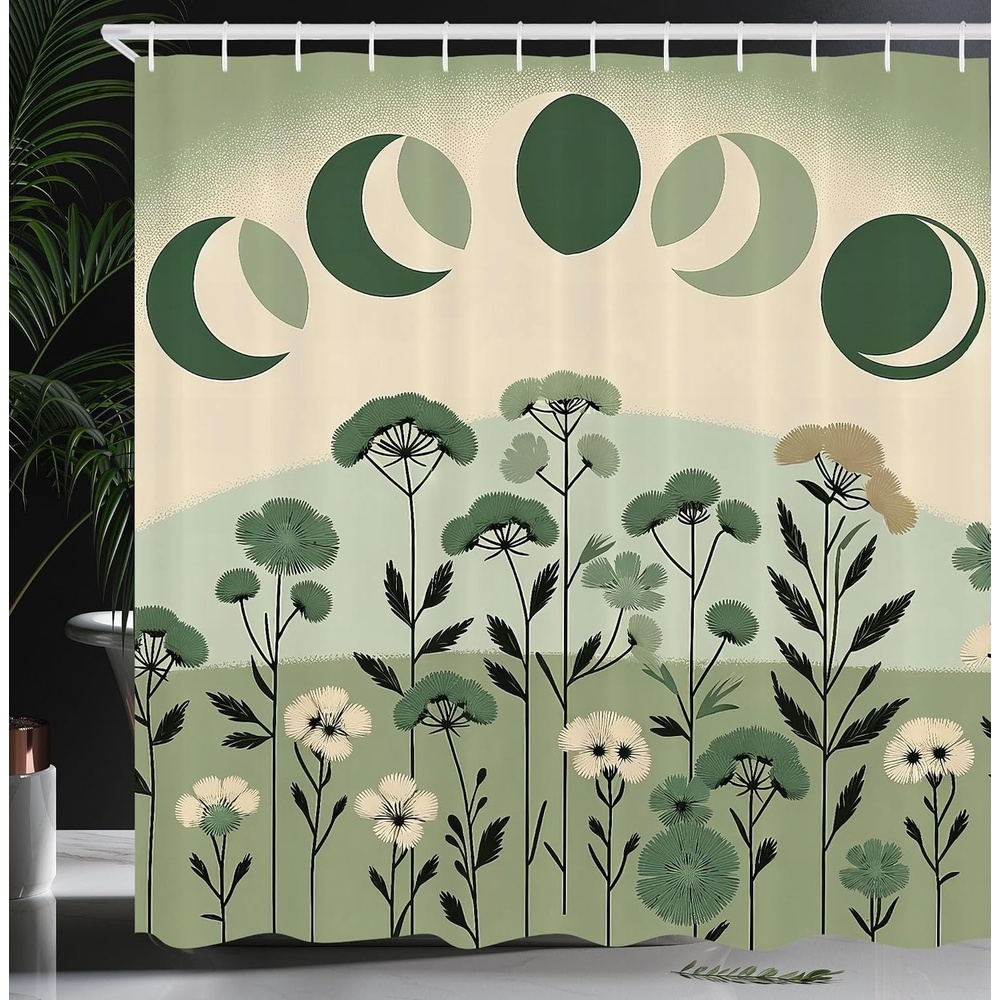 image:imageAmbesonne Sage Green Shower Curtain Mid Century Modern Style Chill Mountain Range Landscape Featuring Woods Cloth Fabric Bathroom Decor Set with Hooks 69 W x 75 L Dusk Eggshell TealTeal Eggshell Dark Grey