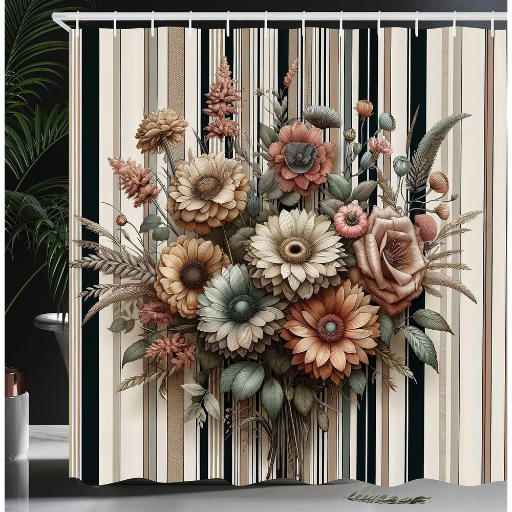 image:imageAmbesonne Sage Green Shower Curtain Mid Century Modern Style Chill Mountain Range Landscape Featuring Woods Cloth Fabric Bathroom Decor Set with Hooks 69 W x 75 L Dusk Eggshell TealPale Cinnamon and Sage Green