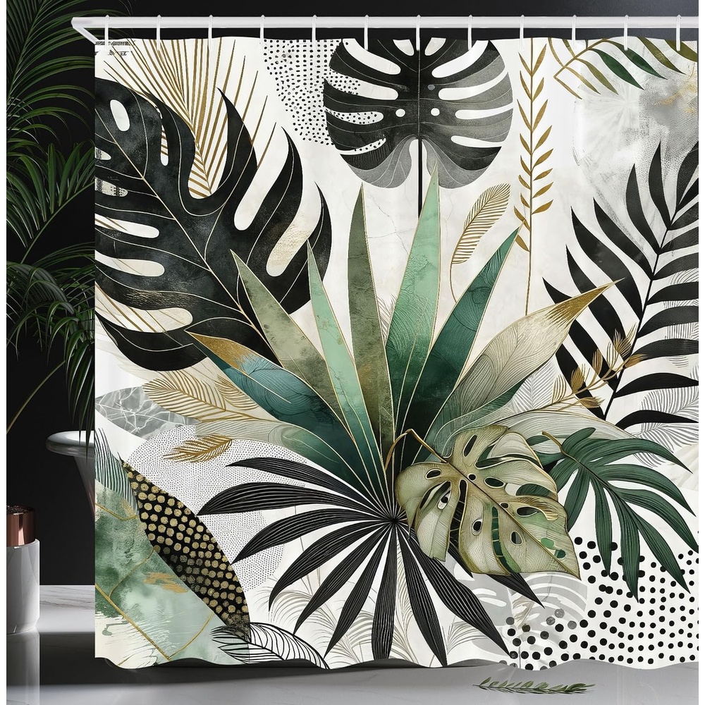 image:imageAmbesonne Sage Green Shower Curtain Mid Century Modern Style Chill Mountain Range Landscape Featuring Woods Cloth Fabric Bathroom Decor Set with Hooks 69 W x 75 L Dusk Eggshell TealTeal Pale Khaki Fawn