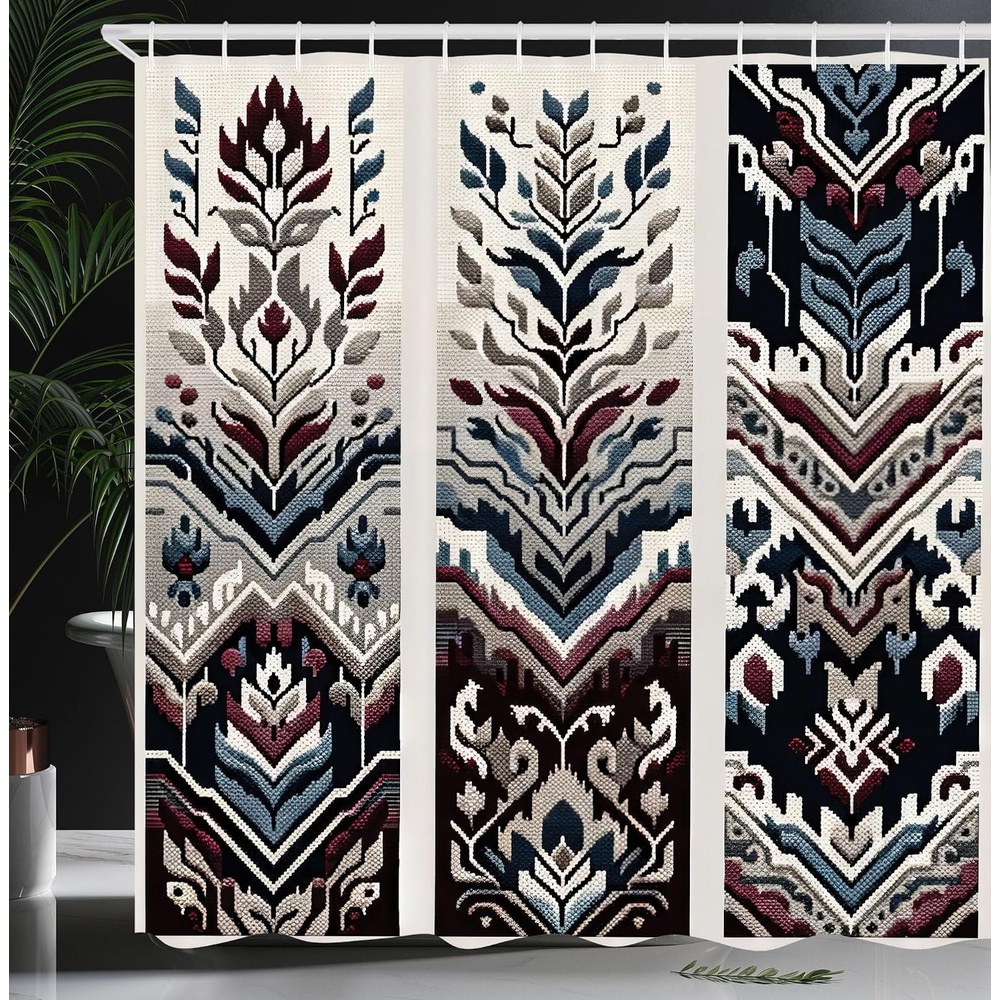 image:imageAmbesonne Sage Green Shower Curtain Mid Century Modern Style Chill Mountain Range Landscape Featuring Woods Cloth Fabric Bathroom Decor Set with Hooks 69 W x 75 L Dusk Eggshell TealSlate Blue Ruby Off White