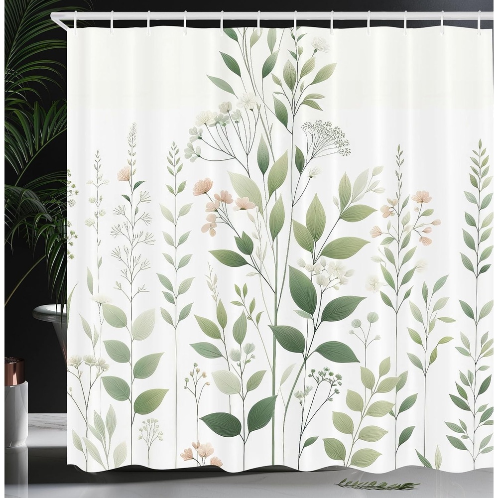 image:imageAmbesonne Sage Green Shower Curtain Mid Century Modern Style Chill Mountain Range Landscape Featuring Woods Cloth Fabric Bathroom Decor Set with Hooks 69 W x 75 L Dusk Eggshell TealMulticolor White