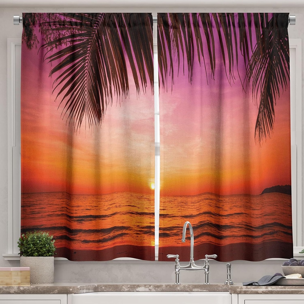 image:imageAmbesonne Sports Valance amp Tier Curtain 3 pcs Set Baseball Patterns on Vertical Striped Background Stars Design Window Treatments for Room Kitchen Decor 55 x 24 Night Blue Red WhitePink Orange