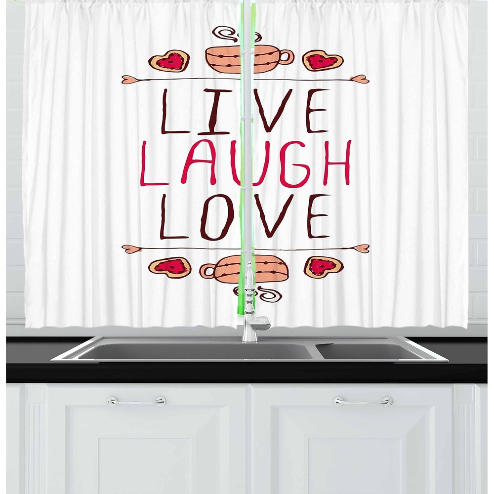 image:imageAmbesonne Sports Valance amp Tier Curtain 3 pcs Set Baseball Patterns on Vertical Striped Background Stars Design Window Treatments for Room Kitchen Decor 55 x 24 Night Blue Red WhitePeach White Dark Pink