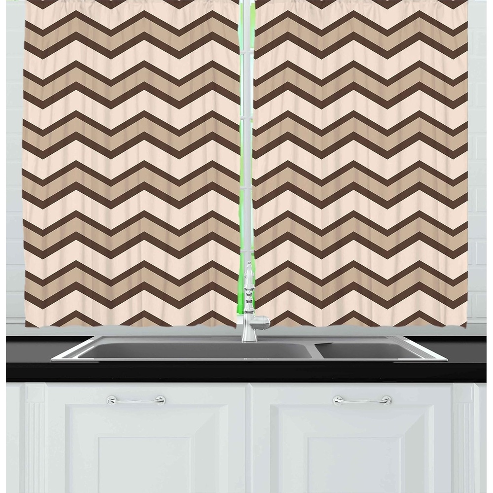 image:imageAmbesonne Sports Valance amp Tier Curtain 3 pcs Set Baseball Patterns on Vertical Striped Background Stars Design Window Treatments for Room Kitchen Decor 55 x 24 Night Blue Red WhiteBrown and Tan