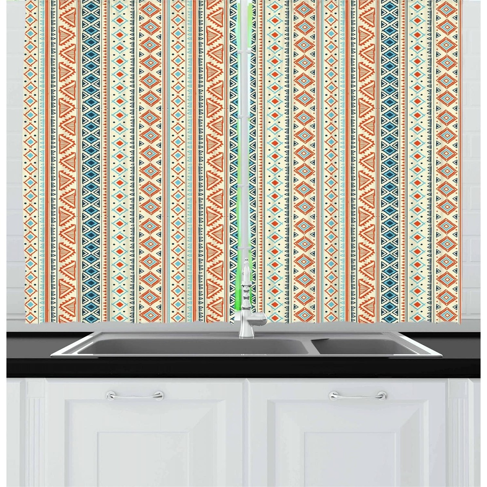 image:imageAmbesonne Sports Valance amp Tier Curtain 3 pcs Set Baseball Patterns on Vertical Striped Background Stars Design Window Treatments for Room Kitchen Decor 55 x 24 Night Blue Red WhiteOrange Blue Pale Yellow