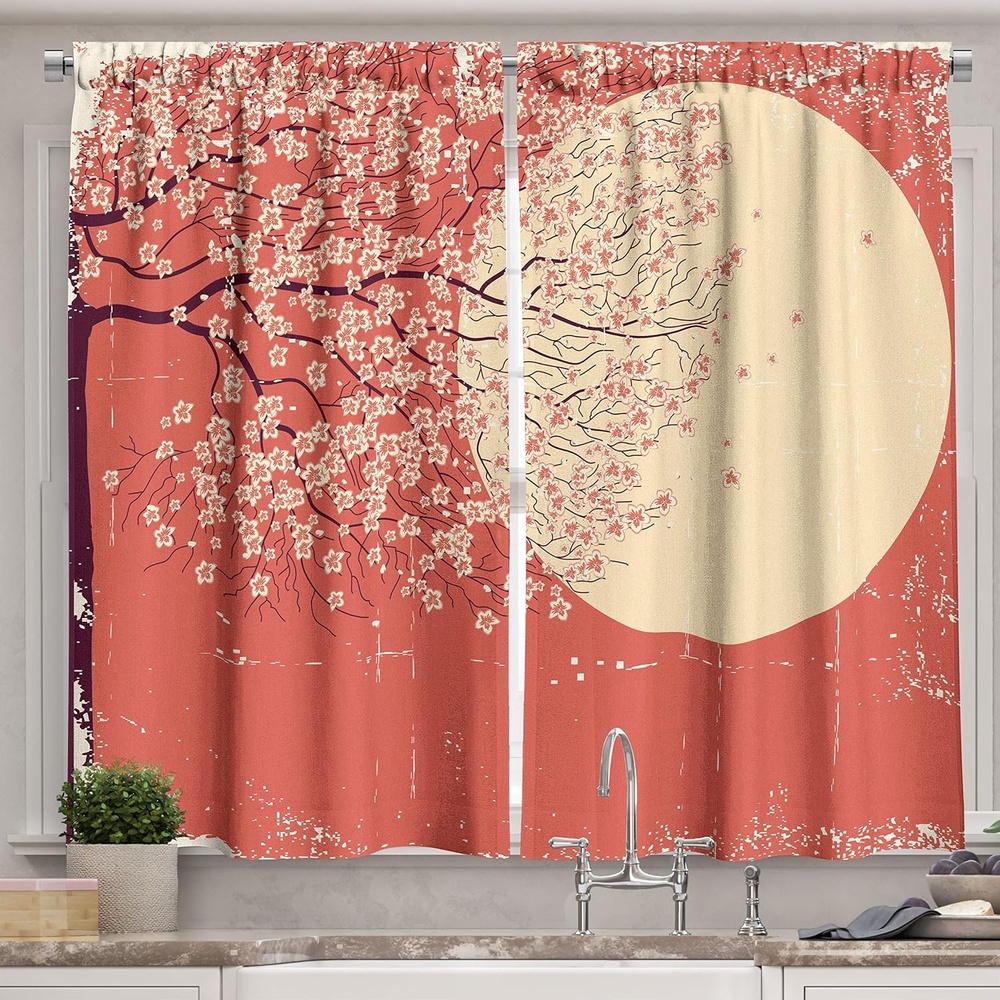 image:imageAmbesonne Sports Valance amp Tier Curtain 3 pcs Set Baseball Patterns on Vertical Striped Background Stars Design Window Treatments for Room Kitchen Decor 55 x 24 Night Blue Red WhiteYellow Coral