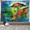 Ambesonne Bohemian Tapestry, Eastern Grunge Murky Tree on Hill with Circular Mandala Blur Paint, Fabric Wall Hanging Decor for Bedroom Living Room Dorm, 90″ X 60″, Blue Green