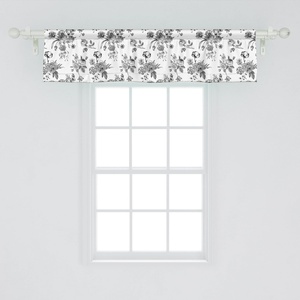 Ambesonne Black and White Window Valance Pack of 2, Vintage Floral Pattern Victorian Classic Royal Inspired New Modern Art, Rod Pocket Curtain Valances for Kitchen Bedroom, 54″ X 12″, Black and White