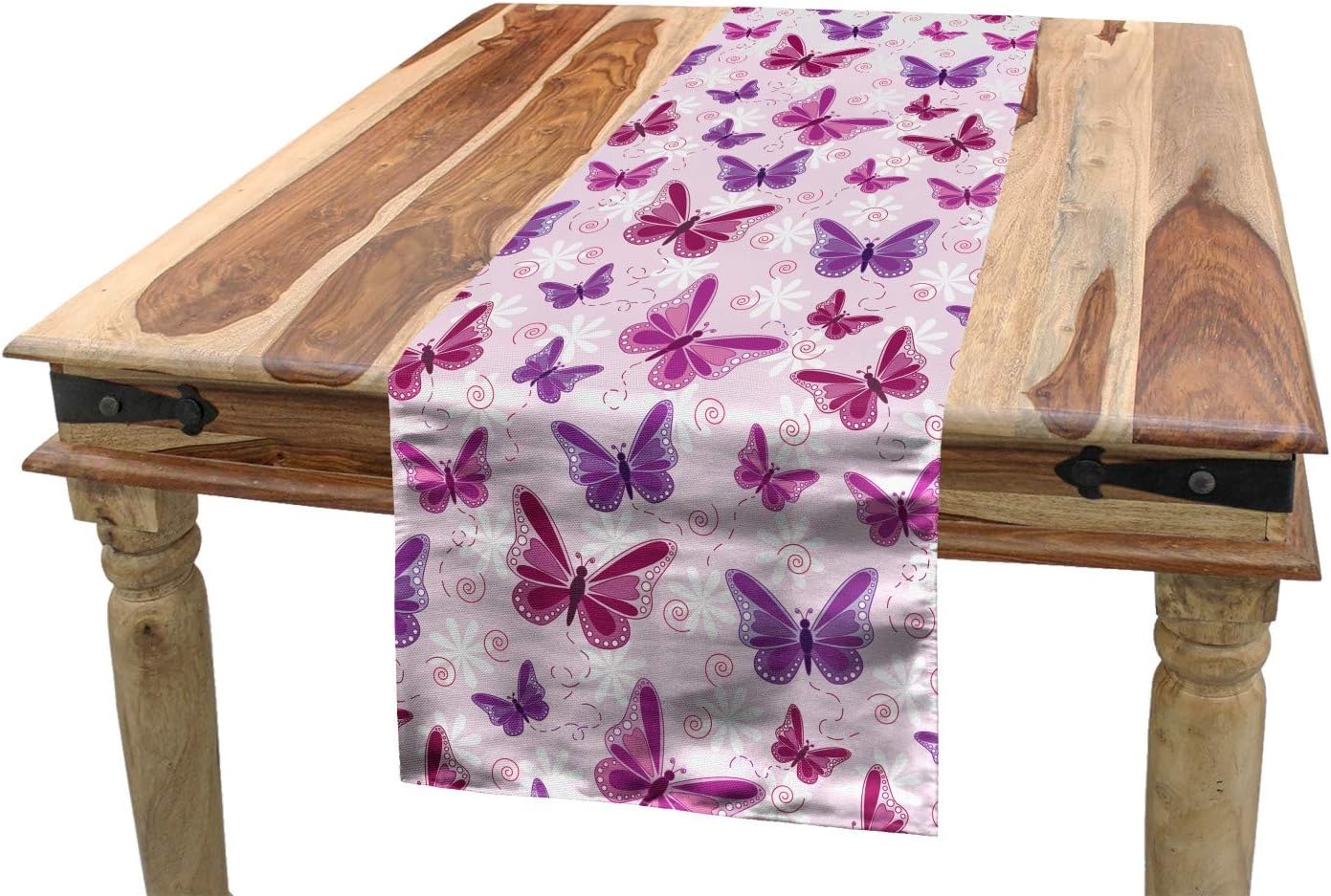 image:imageAmbesonne Butterfly Table Runner Various Flying Butterflies Colors Hippie Style Print Design Dining Room Kitchen Rectangular Runner 16 X 72 Purple PinkPurple Pink